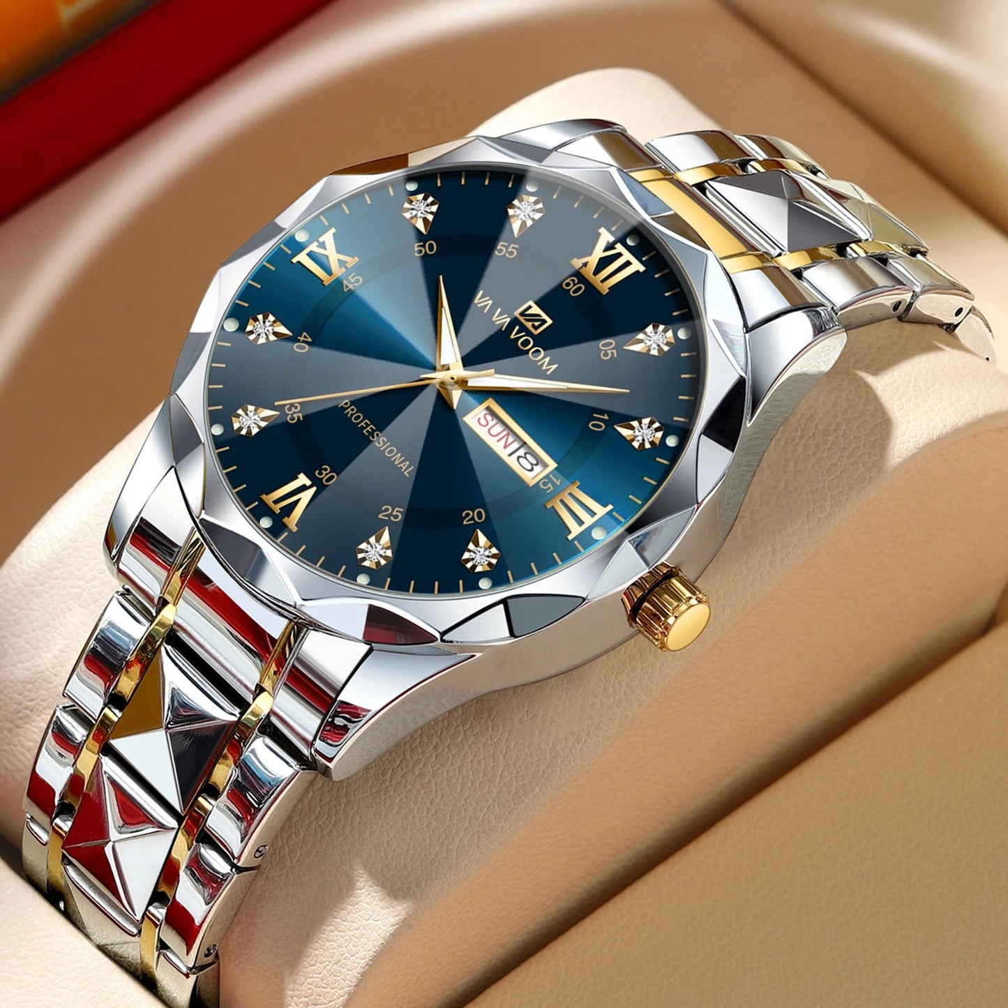 Herrklocka – Blå/Guld i Stilren Nordisk Design - Nordic Jewerly